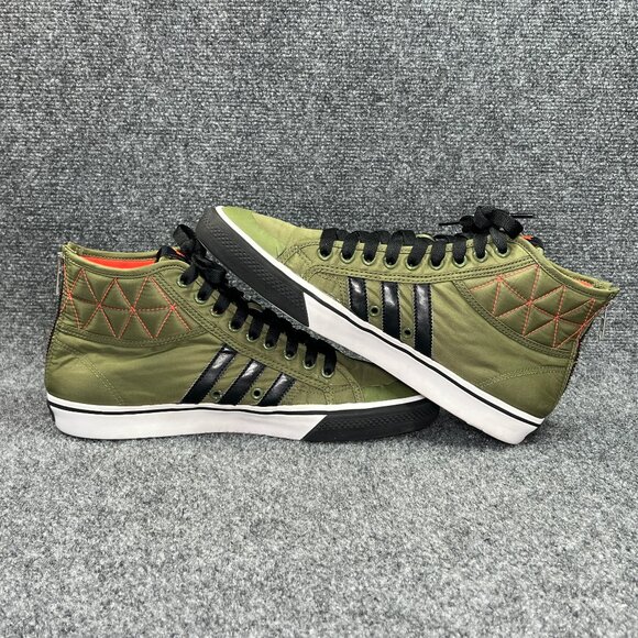 Adidas Nizza Sneakers Men's Size 10.5 Green Mid Lace Up Zip Athletic Retro Shoes - Picture 7 of 11
